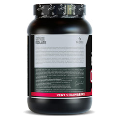 SASCHA FITNESS grass-fed whey protein isolate packaging highlighting clean nutrition