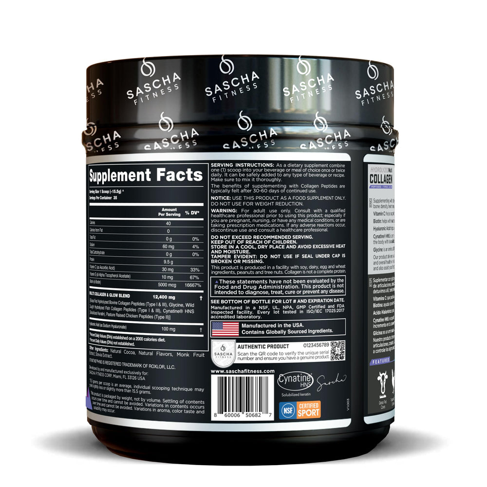 Glass of SASCHA FITNESS chocolate collagen peptide shake for vitality and digestion