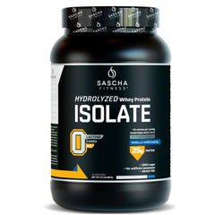 SASCHA FITNESS hydrolyzed whey isolate Vanilla Horchata bottle for fast absorption and muscle support.