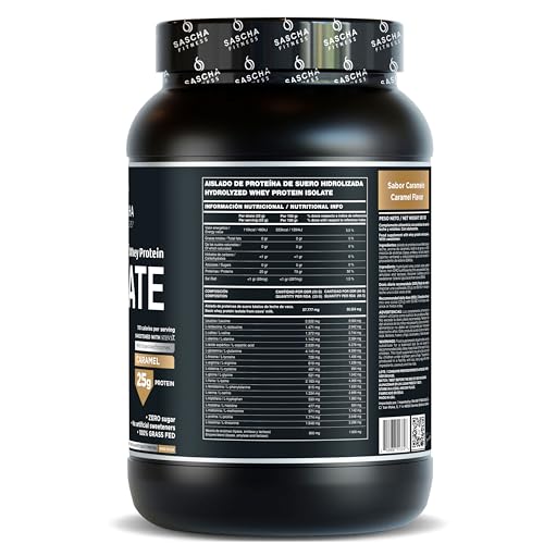 SASCHA FITNESS caramel whey shake glass showing creamy texture and zero sugar