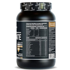 SASCHA FITNESS caramel whey shake glass showing creamy texture and zero sugar