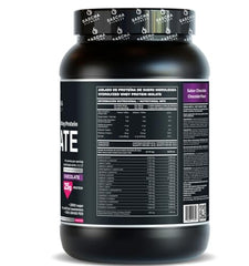 SASCHA FITNESS whey protein isolate tub front view in kitchen setting