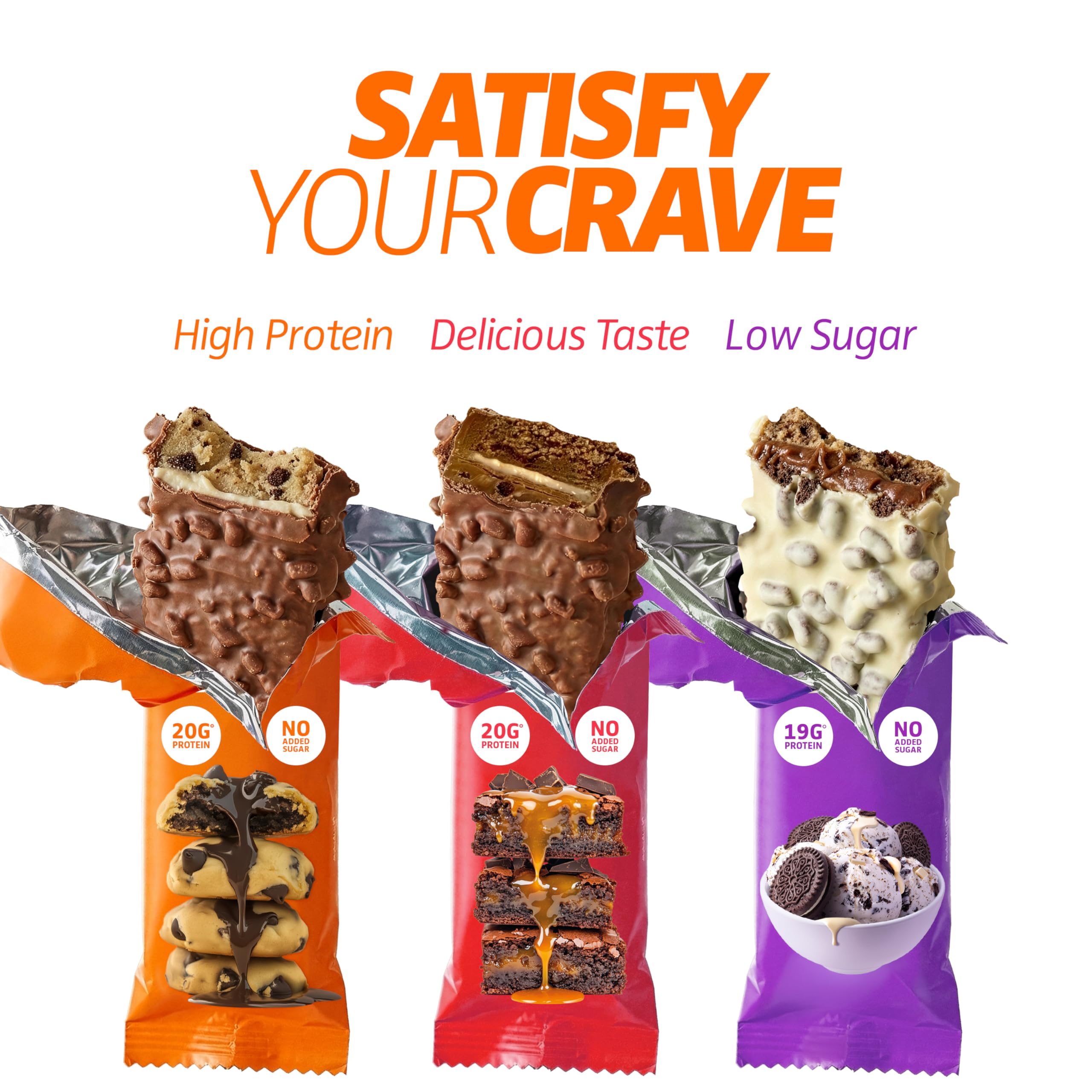 SATISFY YOUR CRAVE Crave Bars fit in a glove box, travel-friendly snack option.