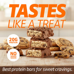 SATISFY YOUR CRAVE Crave Protein Bars deliver 20g protein per bar for a satisfying snack