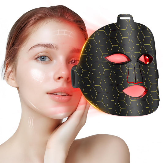 Satisure red light therapy mask shown from the side for at-home skincare sessions.