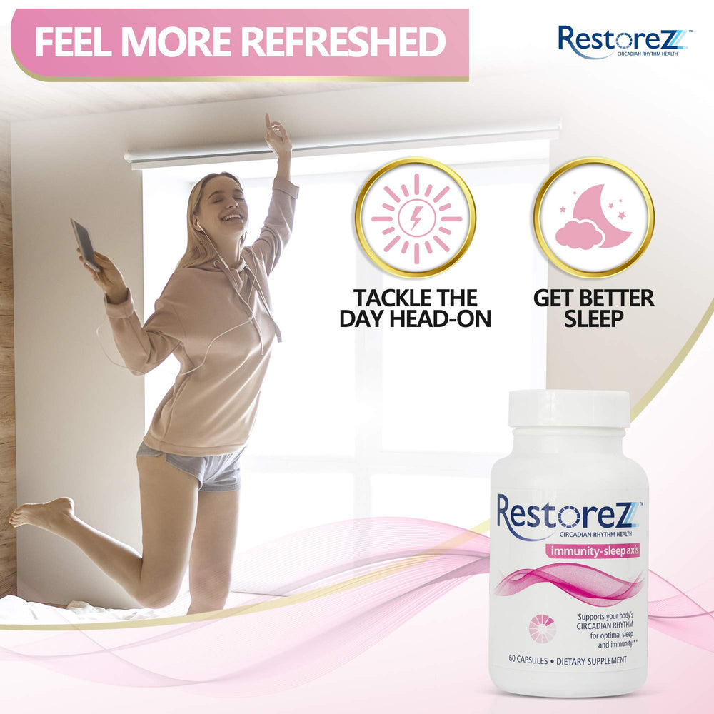 Ingredient panel highlight of RestoreZ Sleep to support a mindful nightly ritual.