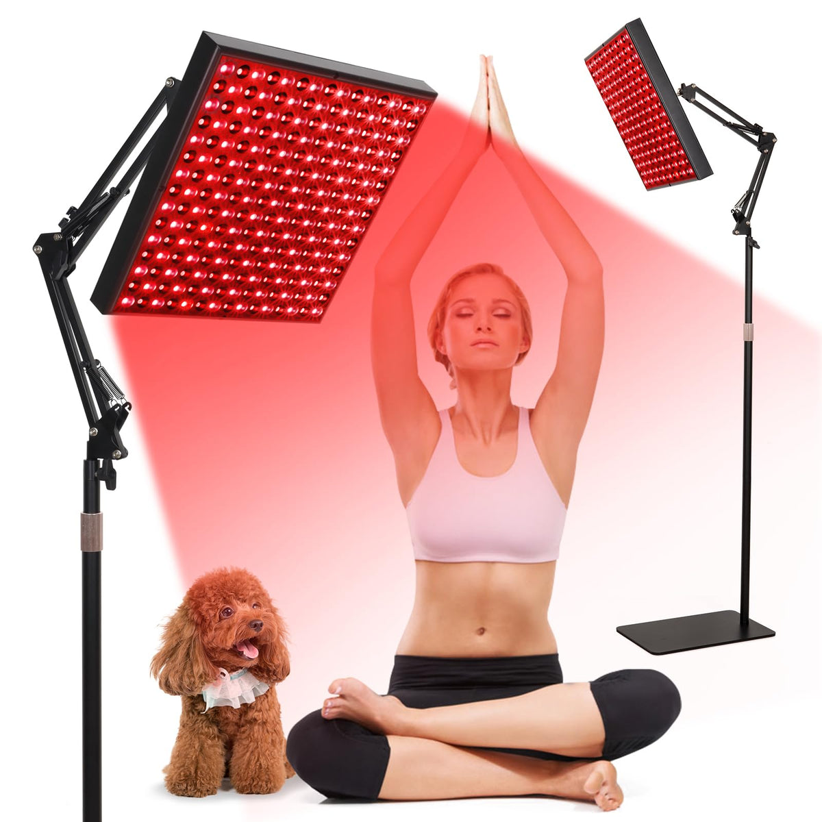 SAVILER 12.2-inch square red light panel, front view, supports skin vitality and relaxation.