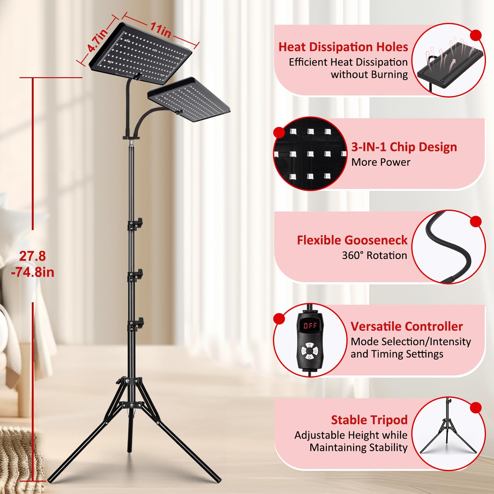 SAVILER five brightness levels with steady and pulse modes