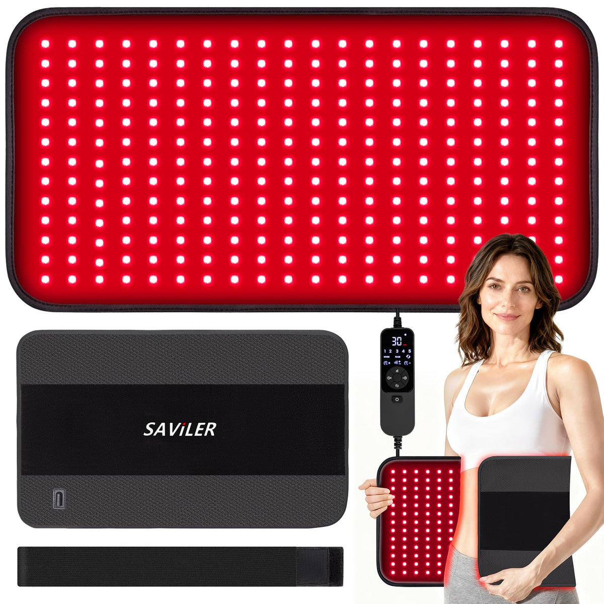 SAVILER red light therapy pad on back for wide coverage and relaxation