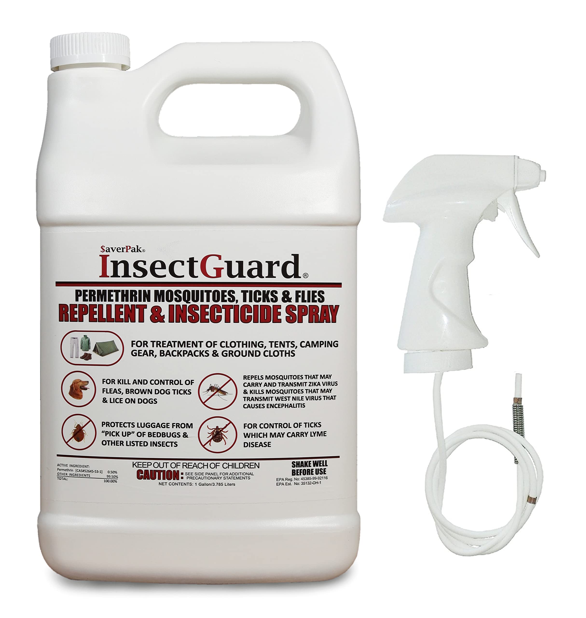 SavPak InsectGuard bottle pour showing ready-to-use permethrin for clothing protection
