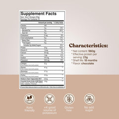 SAVVY Bone Broth Power serving size image highlights 560 g package for daily protein.