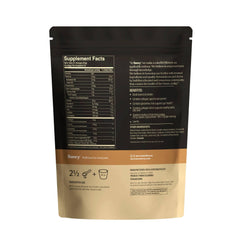SAVVY Bone Broth Power Vanilla Protein Powder tub back reveals collagen support for joints