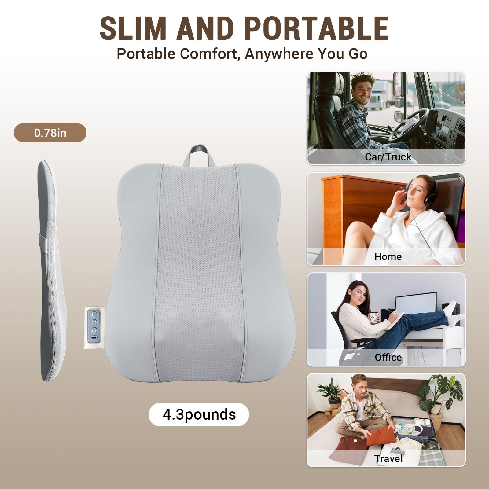 SavvyMate back massager with heat supports deep tissue relief when needed