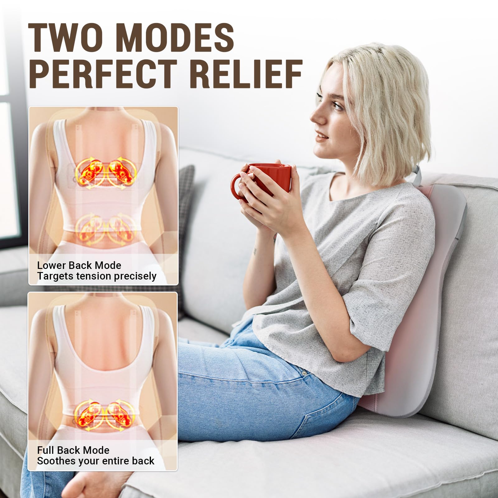 SavvyMate targeted heat therapy soothes lower back and neck during sessions