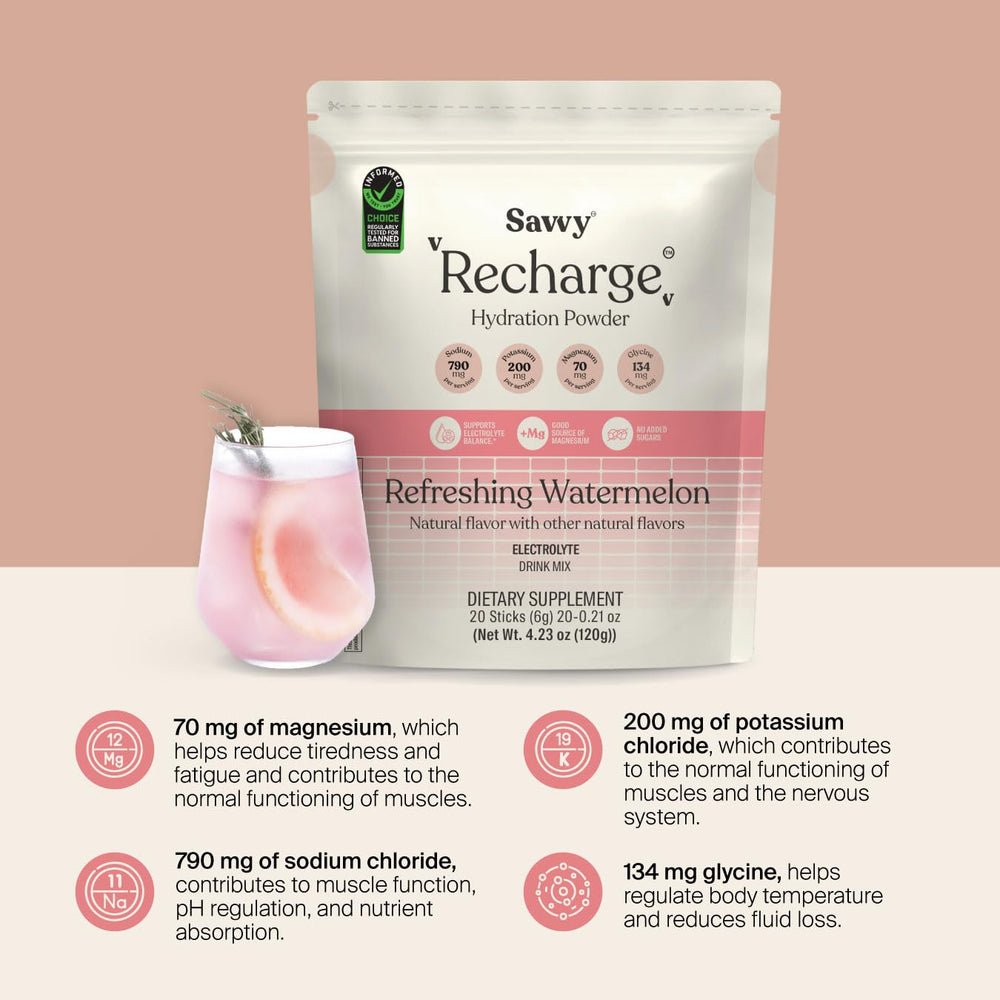 Savvy Recharge Informed Choice certification ensures transparency.