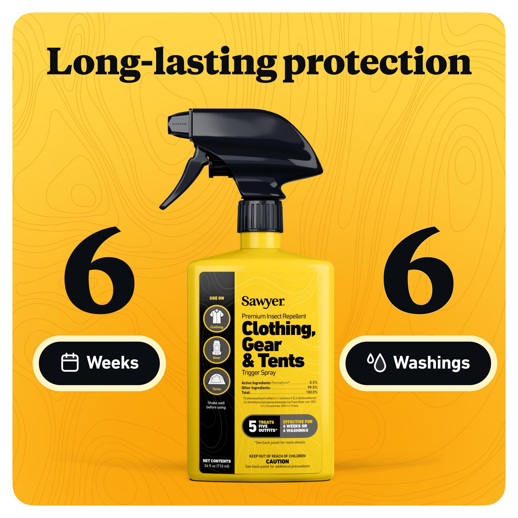 Sawyer Permethrin-treated tent and sleeping bag to deter insects.