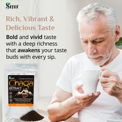 Close-up of Sayan chaga-shilajit powder for mineral energy.