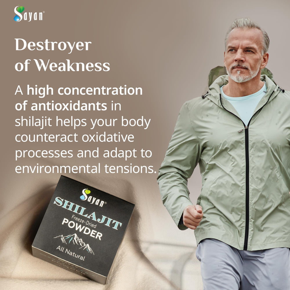 Sayan fulvic acid rich Shilajit—antioxidant-like balance for vitality