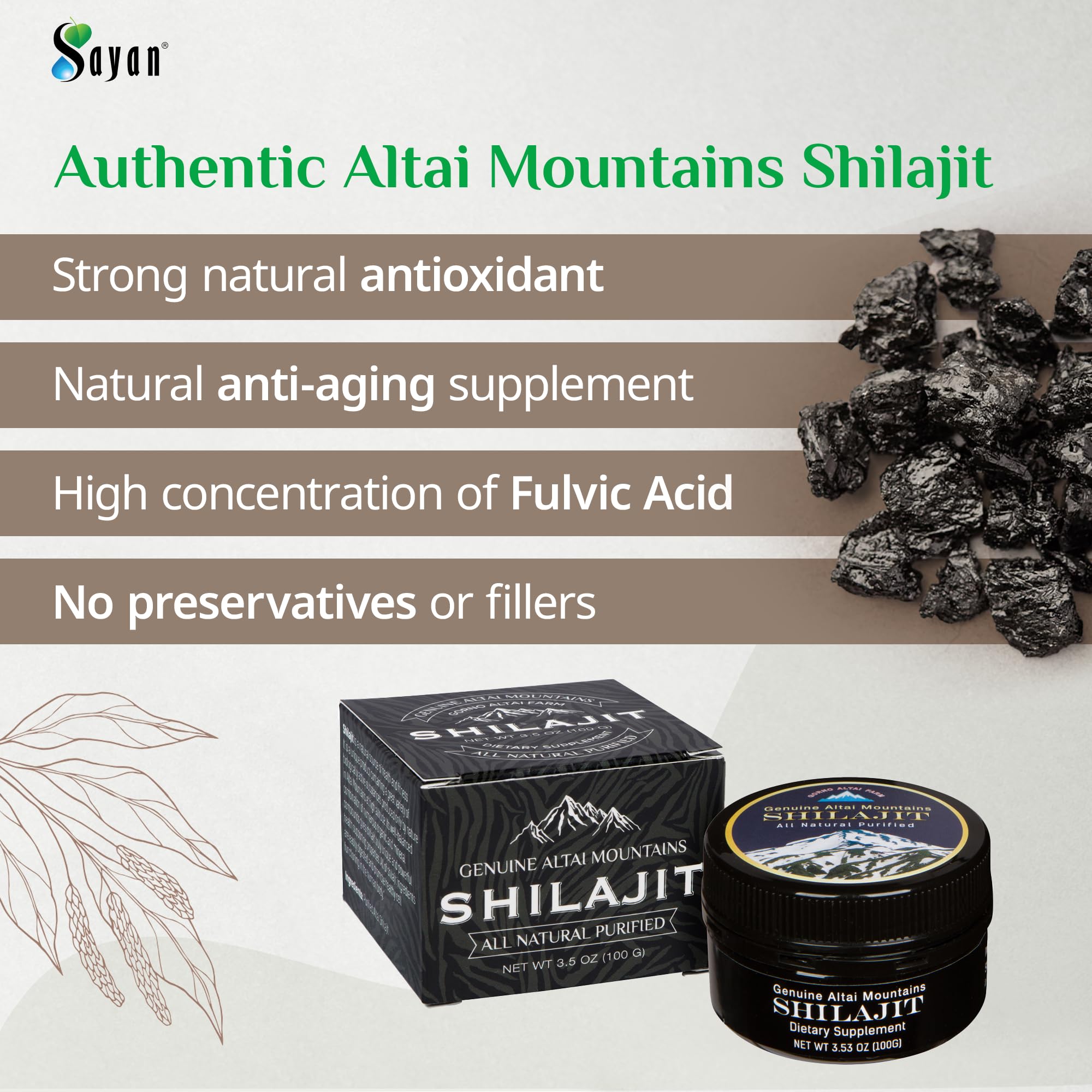 Sayan Pure Shilajit Resin drops on a spoon illustrating dosing for energy