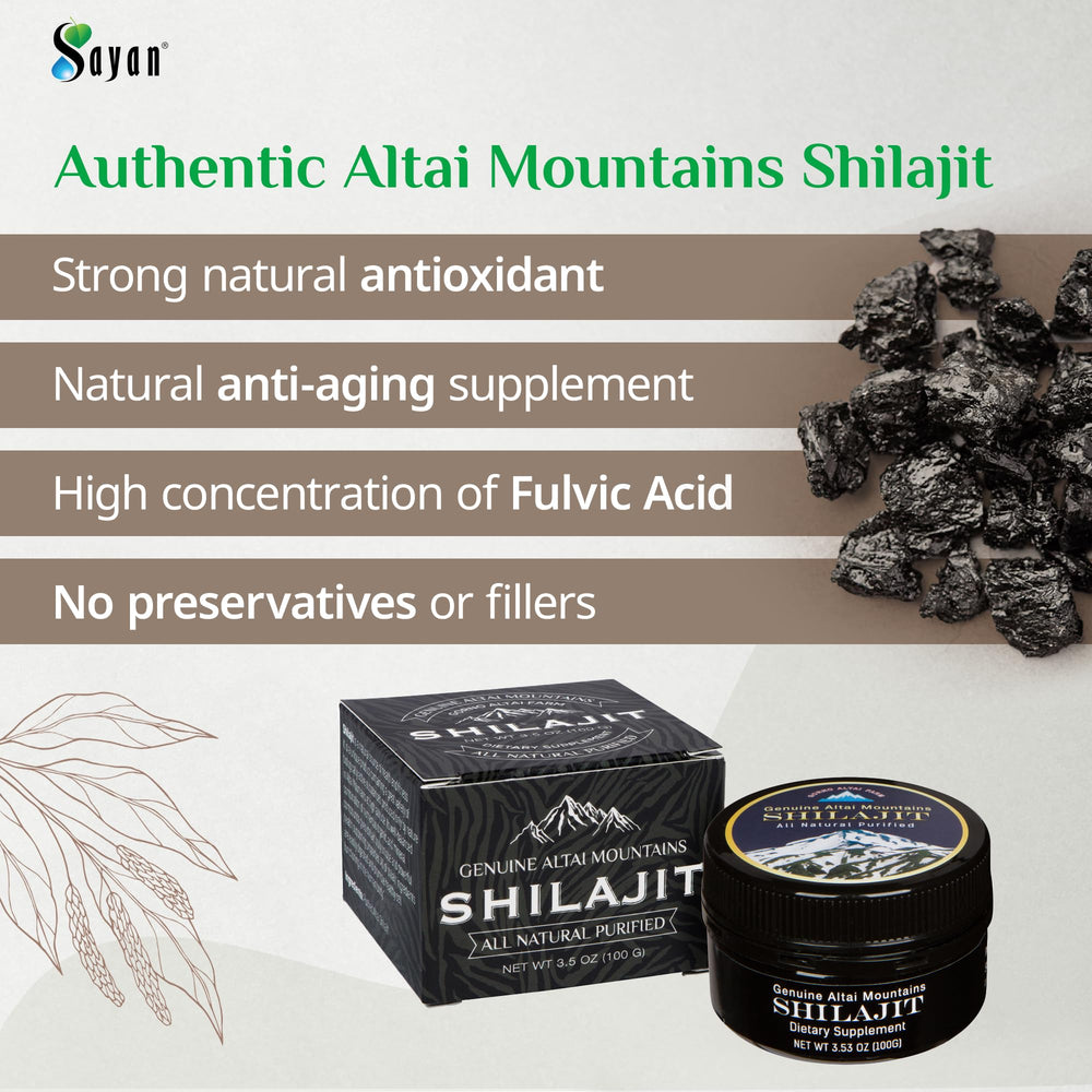 Sayan Pure Shilajit Resin drops on a spoon illustrating dosing for energy