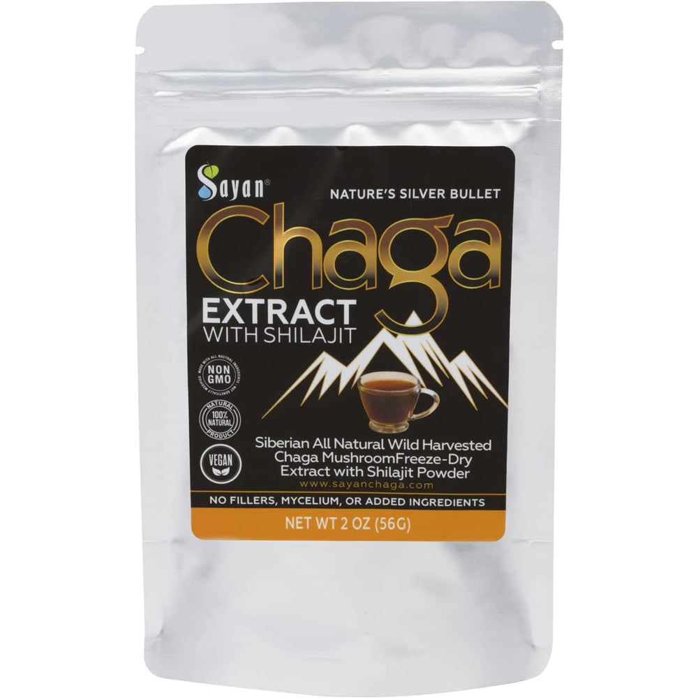 Sayan Siberian Chaga extract bottle showing immune-support blend.