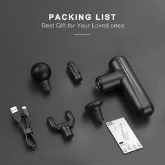Travel-ready compact SBUBU Massage Gun in a small bag for convenience.