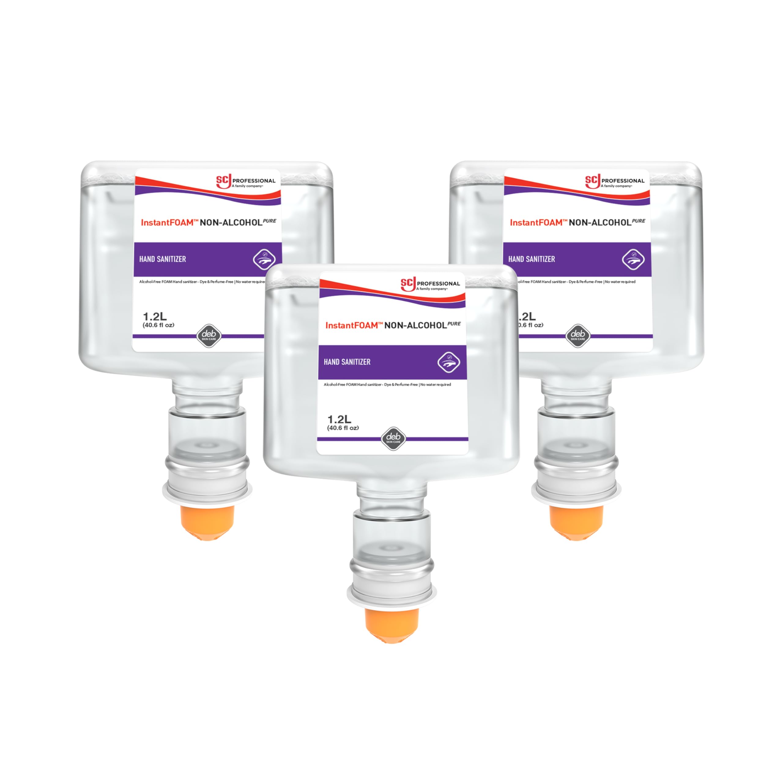 SC Johnson InstantFOAM non-alcohol sanitizer bottle dispenses moisturizing foam for quick hand hygiene