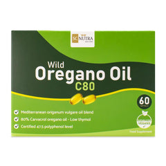 SC Nutra Wild Oregano Oil C80 olive oil base highlighting organic ingredients
