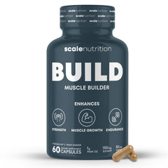 Scale Nutrition Build bottle featuring capsules for daily muscle support and energy.