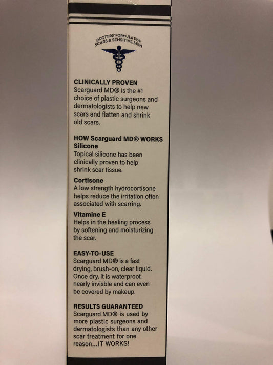 ScarGuard MD brush-on liquid on skin helps soften and moisturize scar tissue
