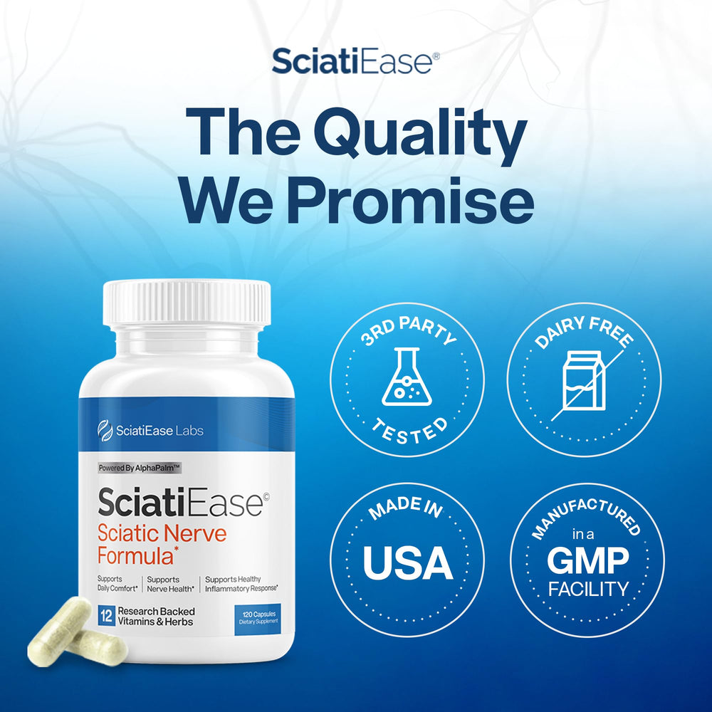 SciatiEase B vitamin complex supports energy and nerve function.