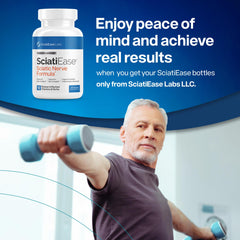 SciatiEase bottle and label emphasizing sciatic nerve care