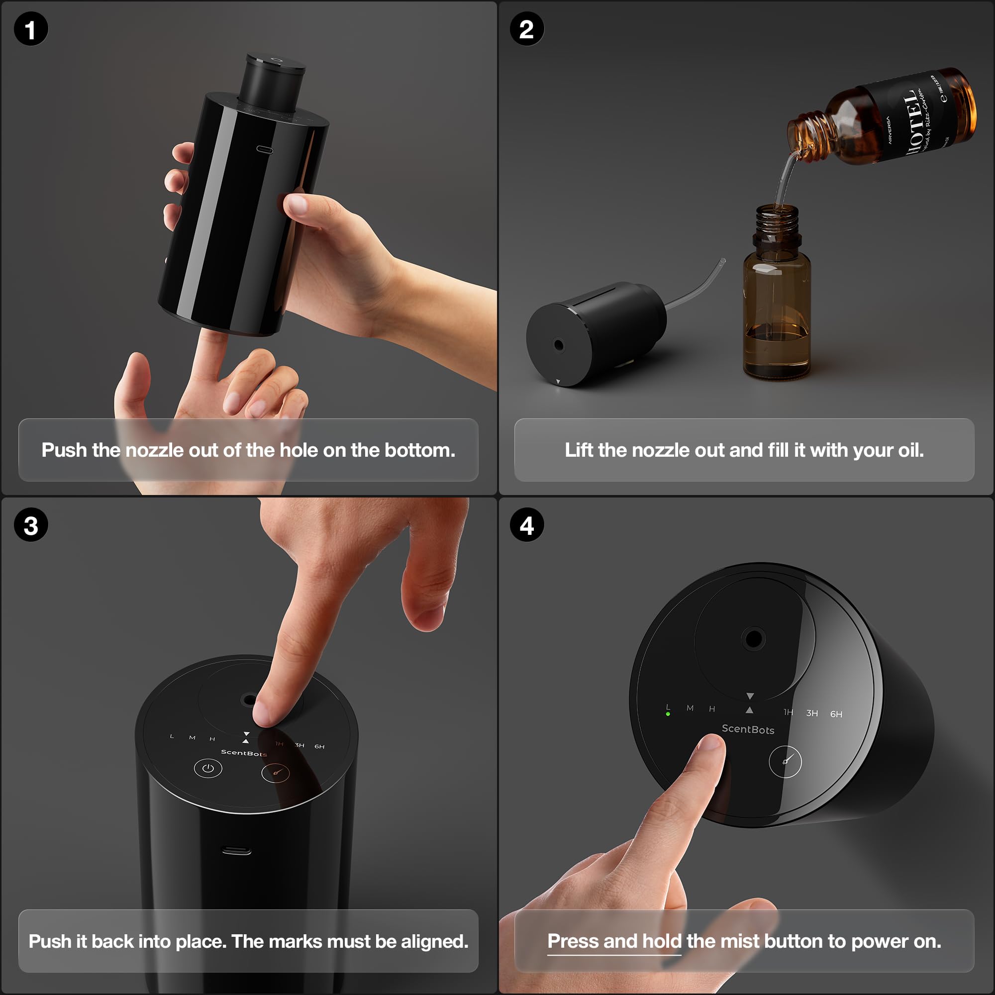 No heat or water diffusion delivers ultra-fine fragrance mist