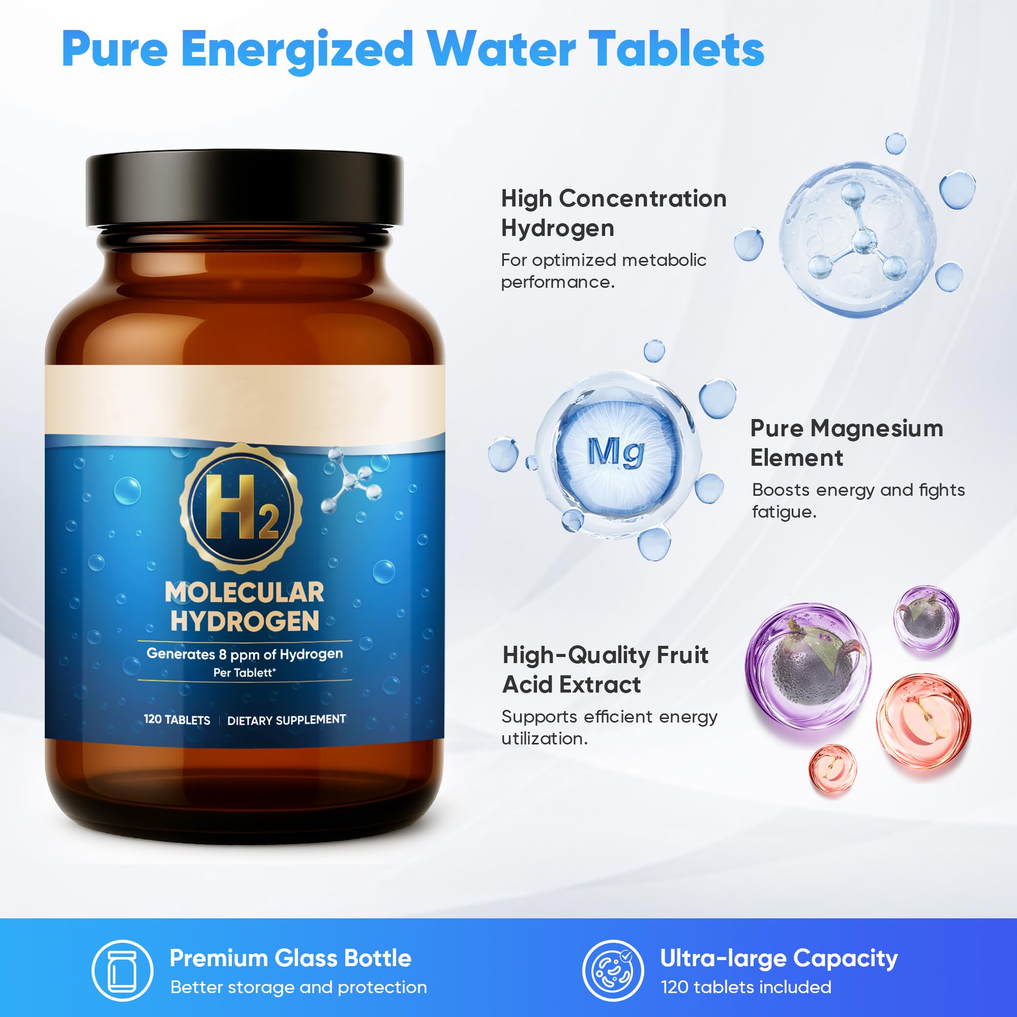 ScentDinbor H2 tablet close-up showing magnesium for energy support.
