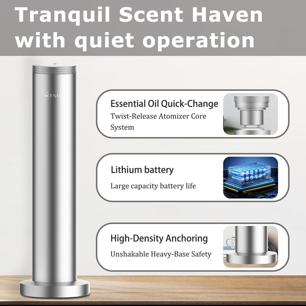 SCENTEER diffuser large-room diffusion shows wide coverage for spaces up to 2000 sq ft