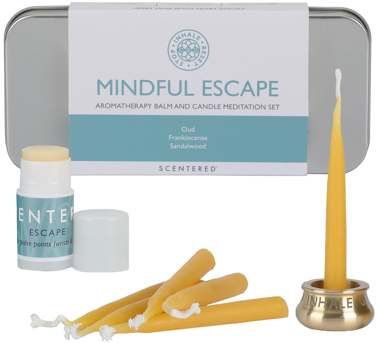 Scentered yoga meditation kit with candles and balm for mindful practice