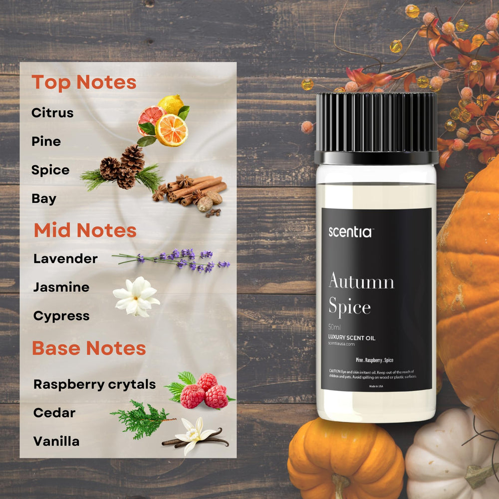Scentia Autumn Spice diffuser-ready blend for warm autumn ambiance.