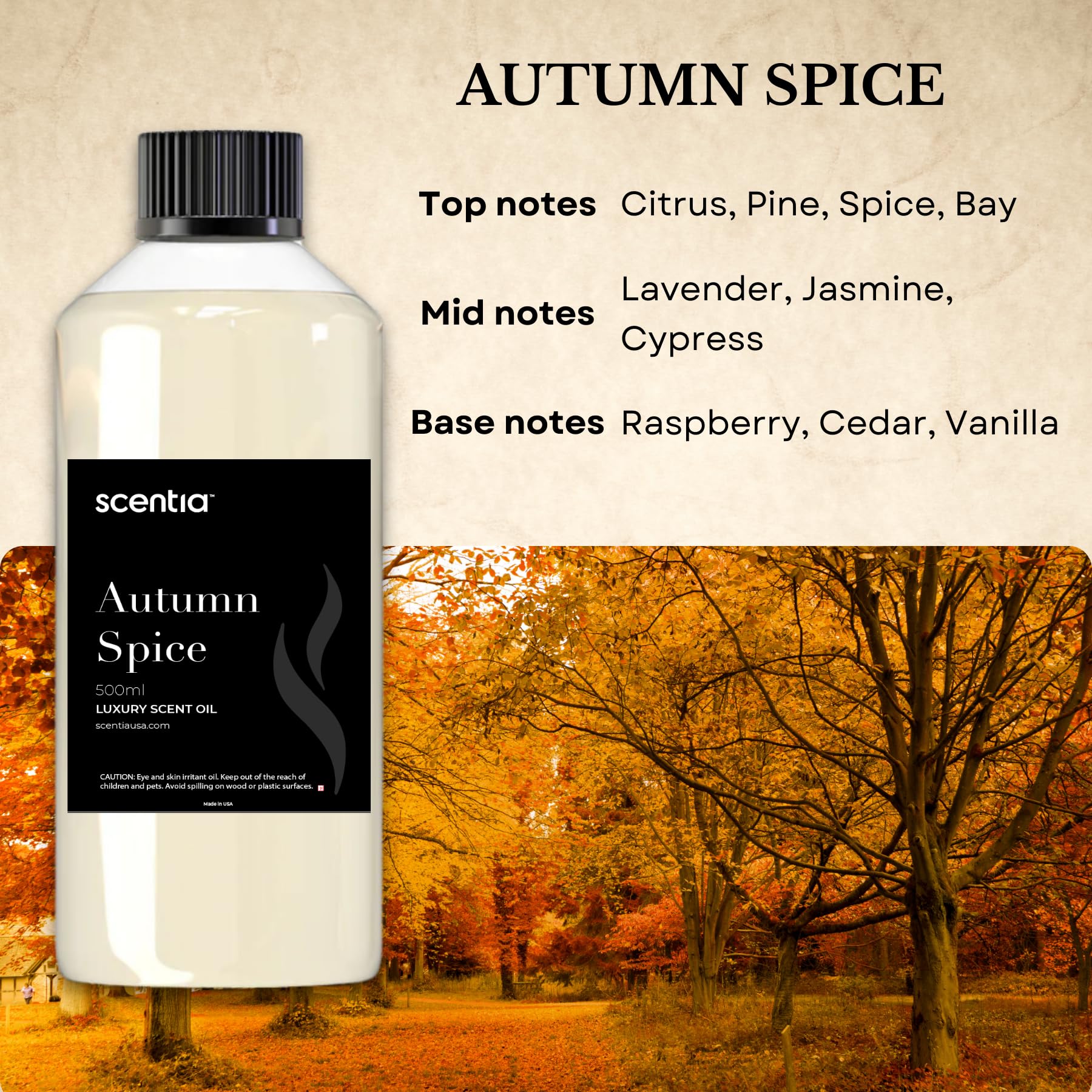 Scentia Autumn Spice packaging box emphasizes gift-ready luxury.