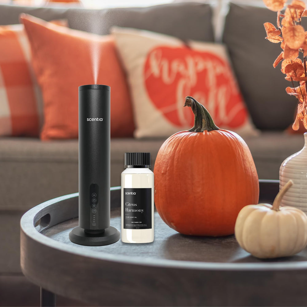 Scentia Citrus Harmony diffuser-bottle highlights bright lemon notes for uplifting diffusions.