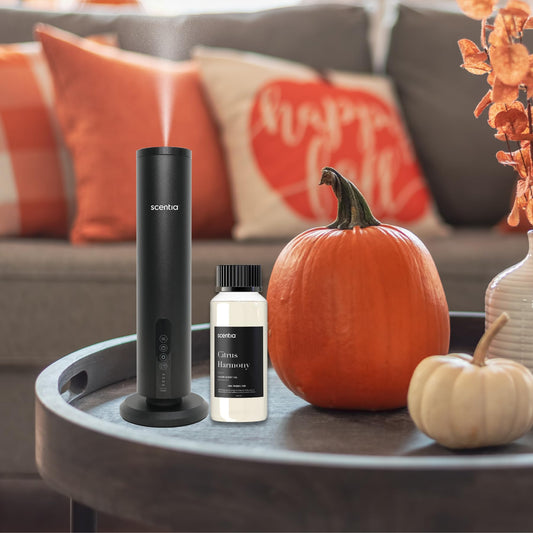 Scentia Citrus Harmony diffuser-bottle highlights bright lemon notes for uplifting diffusions.