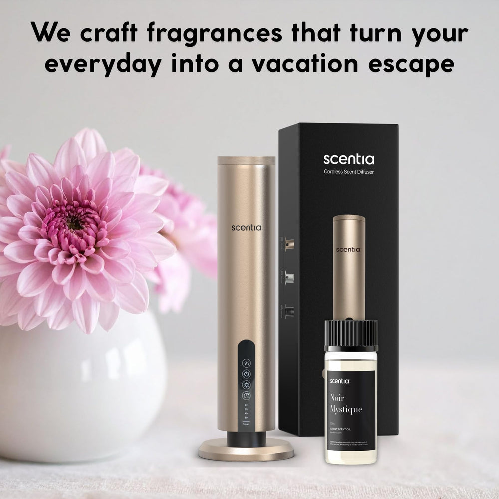 Scentia Noir Mystique room diffusion enhances mood in the evening