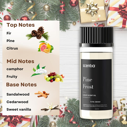 Scentia Pine Frost diffuser-ready setup for a cozy room