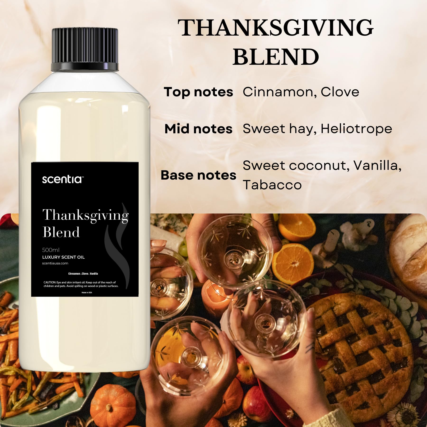 Scentia Thanksgiving Blend pour demonstrating easy measuring for diffusers