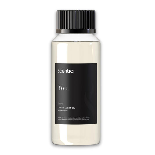 Scentia You diffuser oil bottle front view with premium fragrance.
