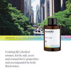 Scentify 5th Ave aroma oil bottle creates boutique hotel-inspired ambiance.