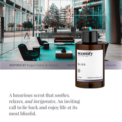 Scentify Bliss amber bottle packaging conveys premium, gift-ready design.