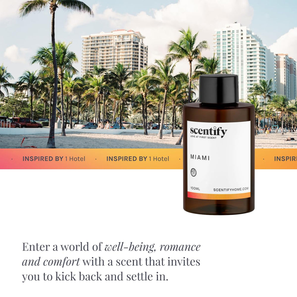 Scentify Miami fragrance refill in amber packaging adds a premium gifting option.