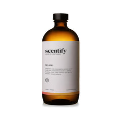 Scentify Miami aroma oil refill featuring warm cashmere and iris for cozy evenings.