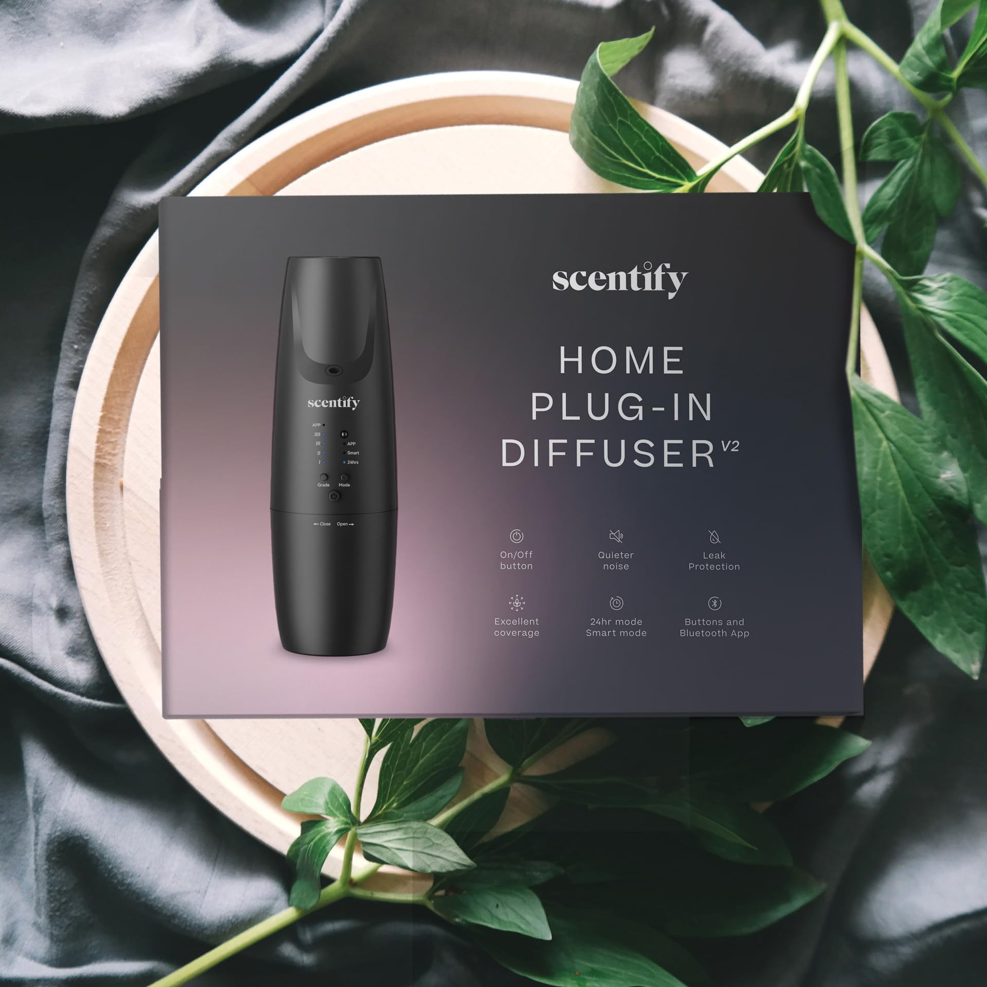 Scentify Plug-in Diffuser V2 sits quietly by desk for uninterrupted scents.