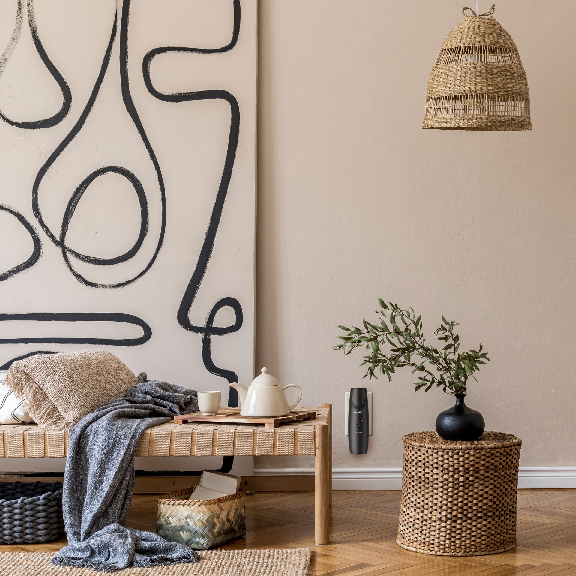 Scentify Plug-in Diffuser V2 rotates to fit vertical or horizontal outlets.